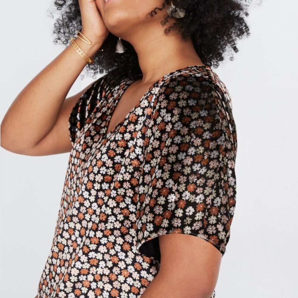 Madewell Black Floral Blouse